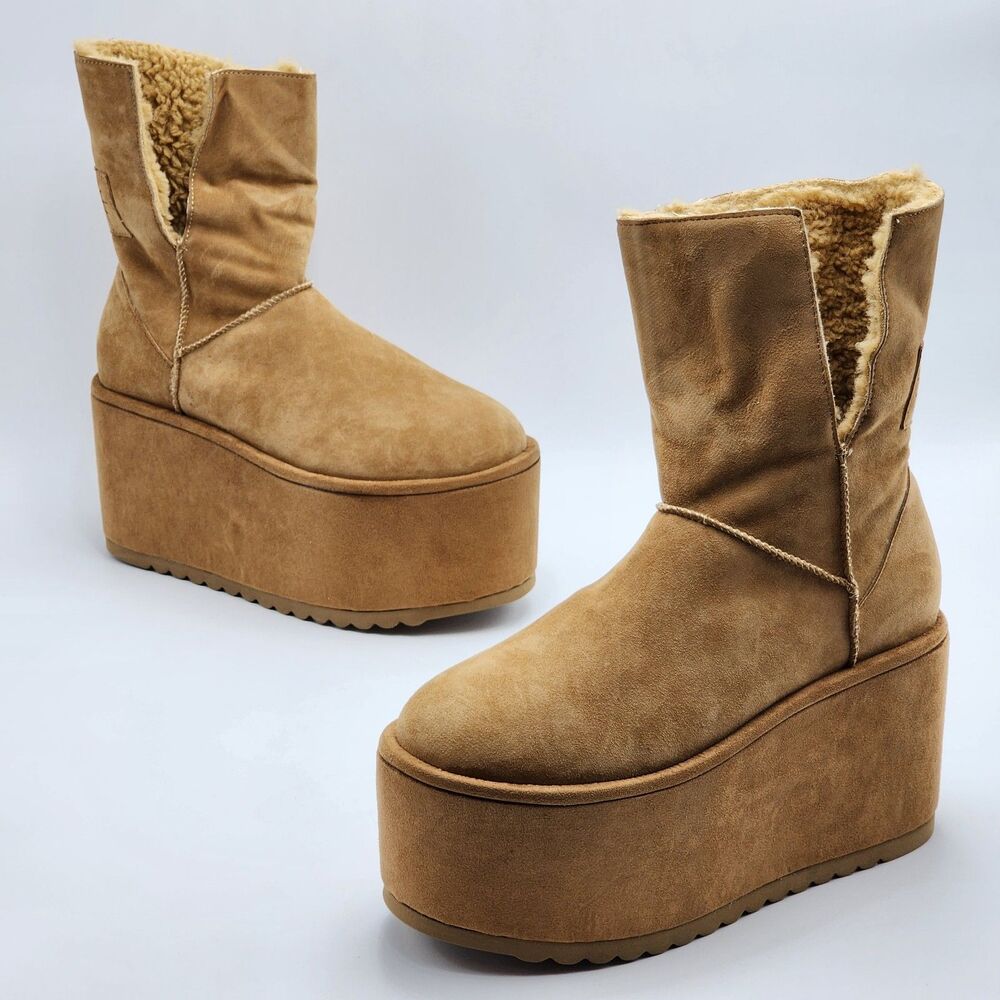 Darker Wavs Atmosphere Fleece Lined Suede Platform Boots Size 9 BNIB SOLD OUT